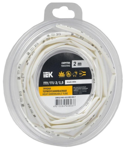 Трубка термоусадочная ТТУ нг-LS 3/1.5 бел. (уп.2м) | код UDR12-003-D15-002-K01-T | IEK Трубка термоусадочная ТТУ нг-LS 3/1.5 бел. (уп.2м) | код UDR12-003-D15-002-K01-T | IEK