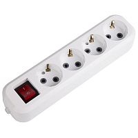 Колодка 4 гнезда с кнопкой c заземлением REXANT | код 11-8716 | REXANT