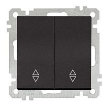 21 - Переключатель на два направления двухклавишный, пруж. зажимы, черный мат | код 2100-404-0184 | Mutlusan