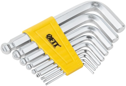 Ключ шестигранный 2-12мм с шаровым наконечником в пластик. держателе CrV сталь (уп.9шт) FIT 64192 фото 2