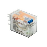 Реле миниатюрное промышленное общего назначения, 2CO, ком. ток 12А, AgSnO?, напряжение 24V DC, опция: тест-кнопка+светодиод+защитный диод | код IR-24DC-W2CO-D | DKC