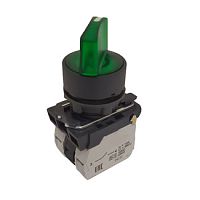 Переключатель КПЕ1110РЛ-220В-зеленый-1но+0нз-ручка-фикс-2поз-индикатор-IP40-КЭАЗ | код 354425 | КЭАЗ