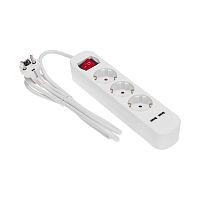 Удлинитель STANDARD 3 гнезда, 1,5м, 3х1,0мм?, с/з, с выключателем, 2 USB, белый REXANT | код 13-4015 | REXANT