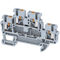 Клемма проходная PUSH-IN 2,5 мм2, двухуровневая на 4 подключения, серая PQ2.5-2T-GREY | код 3102020000 | Elmex