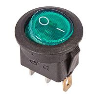 Выключатель клавишный круглый 250В 6А (3с) ON-OFF зел. с подсветкой (RWB-214 SC-214 MIRS-101-8) | Код. 36-2573 | Rexant