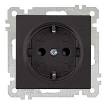 21 - Розетка 2P+E, защ. шторки, черный мат | код 2100-605-0284 | Mutlusan