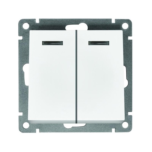 Выключатель 2-кл. СП Афина 10А IP20 с подсветкой механизм бел. | код A0123 | Universal