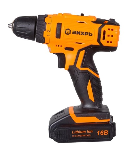 Дрель-шуруповерт аккумуляторная ДА-16Л-2КА с набором оснастки 65 предметов Вихрь 72/14/49 фото 2