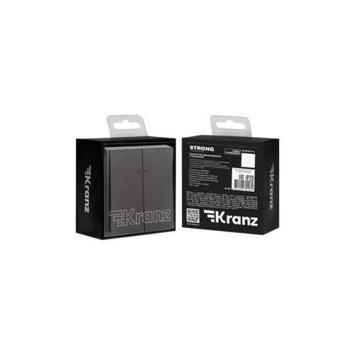 Выключатель STRONG двухклавишный с подсветкой 10А скрытой установки механизм графит | код KR-78-0714-6 | REXANT фото 7