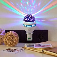 Диско-лампа светодиодная E27 230В проекция звезды с переходником в розетку Neon-Night 601-259