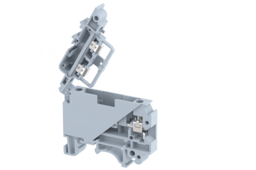 Клемма проходная винтовая 4 мм2 под предохранитель, на 2 подключения, со светодиодом 24V AC/DC, желтая KUDF4AD24V(Y) | код 1103260244 | Elmex