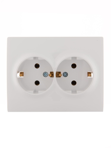 KARINA Розетка двойная с/з керамика белая (10шт/120шт) | код 707-0200-127 | Lezard