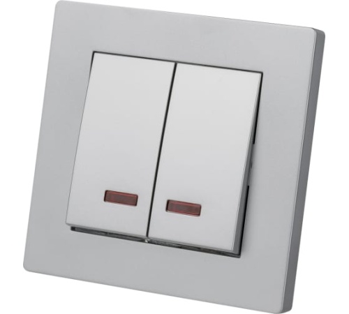 Выключатель 2 кл. с подсветкой 10А серебр. металлик Сенеж TDM | код SQ1816-0214 | TDM