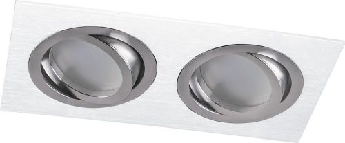 Светильник ИВО-2х50w G5.3 поворотный прямоугольный белый-хром | код 32640 | Feron