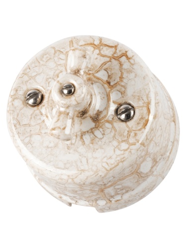 Выключатель фарфоровый поворотный проходной с ручкой (бантик) 10А мраморный «Болонь» TDM | код SQ1820-0111 | TDM