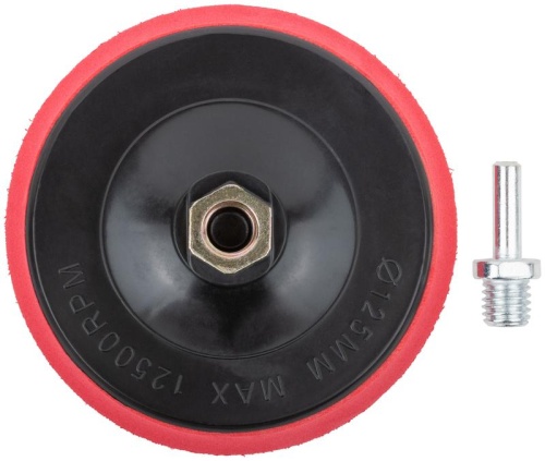 Диск шлифовальный с липучкой, гайка М14 + переходник для дрели, 125x10 мм | код 39623 | FIT фото 2