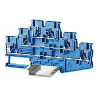 Клемма трехуровневая, зажим push-in, 6 точек подключения, 2.5 кв.мм, синяя | код VPR-2.5-3L-BU | DKC