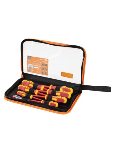 Набор диэлектрических отверток №3, тканевый пенал, 8 предметов, 1000 В, «ПрофиЭлектрик» TDM | код SQ1017-1203 | TDM