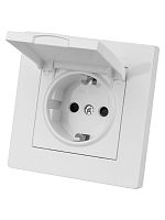 Розетка 2П+З 16А 250В IP44 с защ. шт. с крышкой белая Сенеж TDM | код SQ1816-0039 | TDM