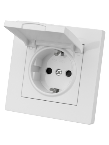 Розетка 2П+З 16А 250В IP44 с защ. шт. с крышкой белая Сенеж TDM | код SQ1816-0039 | TDM Розетка 2П+З 16А 250В IP44 с защ. шт. с крышкой белая Сенеж TDM | код SQ1816-0039 | TDM