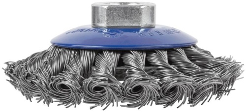 Щетка для УШМ, М14, тип ''Тарелка'', крученая проволока 0,5 мм, 100 мм, Profi | код 82-528 | FIT фото 2