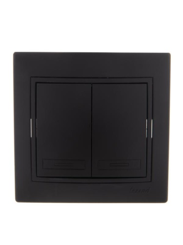 Выключатель 2-кл. 1п СП Мира 10А IP20 со вставкой черн. бархат LEZARD 701-4242-101