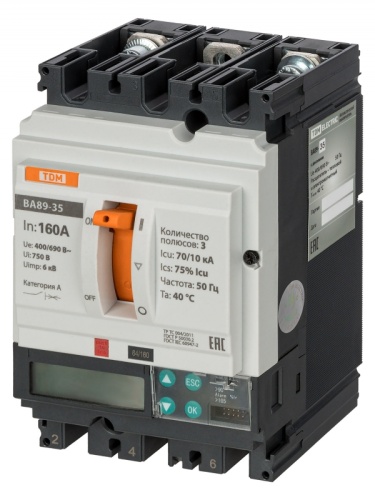 ВА89-35 3Р 160А 70кА (ЭР-ЖК дисплей) TDM | код SQ0751-0141 | TDM