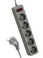 Удлинитель с сетевым фильтром 5х3м с заземл. 10А IP20 2.2кВт 3х0.75 индикатор сети сер. Космос FKsm3m-5g(G)