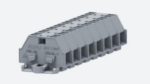 240202 Клемма TB проходная 2-2 с бок. подключ. с крепеж.фланцами, сер., 2 конт., сеч.1.5мм2, шт | код 240202 | SUPU