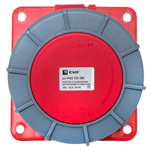 Розетка стационарная внутренняя угловая 4442 3Р+РЕ 125А 380В IP67 PROxima | код ps-4442-125-380 | EKF фото 3
