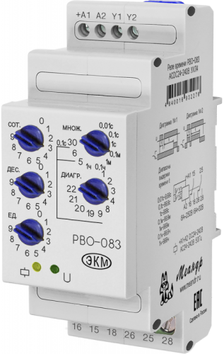 Реле времени однокомандные РВО-083 ACDC24-240В УХЛ2, низкотемпературное исполнение до -40 С, влажность до 75% при +15 С (1 шт.) МЕАНДР | код 4640016938520 | МЕАНДР