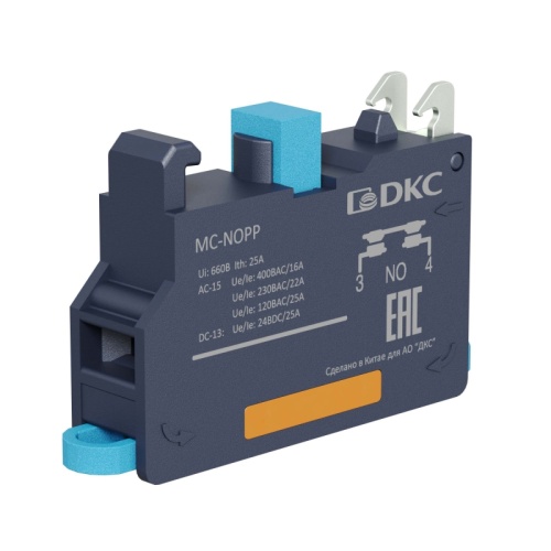 Контактный блок с клеммным безвинтовым зажимом, нормально-открытый | код MC-NOPP | DKC Контактный блок с клеммным безвинтовым зажимом, нормально-открытый | код MC-NOPP | DKC