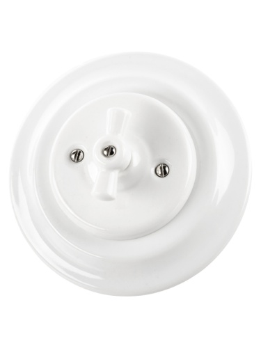 Выключатель скрытой установки фарфоровый поворотный 2-кл. с ручкой (бантик) 10А белый «Болонь» TDM | код SQ1820-0013 | TDM