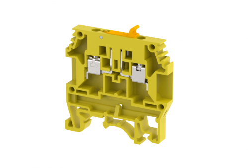 Клемма проходная винтовая 4 мм2, с размыкателем, на 2 подключения, желтая KULTD4TS(Y) | код 1103130004 | Elmex