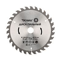 Диск пильный 165 мм х 30 зуб х 20/16 мм Kranz | код KR-92-0106 | KRANZ