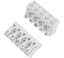 923-5 Клемма пружинная соединительная КСП 5-полюсная, сеч.2.5мм2, бел., шт | код 923-5 | SILAT