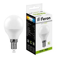 Лампа светодиодная 9Вт 230В E14 4000К G45 LB-550 FERON 25802