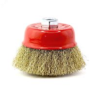 Щетка чашечная Д75xM14, ворс гофр латунир-я сталь 0,30 по металлу (13-027) | код EB-IBS2 | EuroBrush