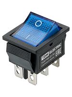 KCD4-202N 250В AC/DC, 2P, 15А, (6с), ON-ON, черный корпус, синяя клавиша, LED TDM | код SQ0746-0170 | TDM