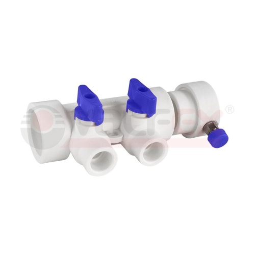 Коллектор PPR с отсечными син. кранами и воздух-ком 40х20 8 выходов (15/1) бел. K | код 111134008 | VALFEX Коллектор PPR с отсечными син. кранами и воздух-ком 40х20 8 выходов (15/1) бел. K | код 111134008 | VALFEX