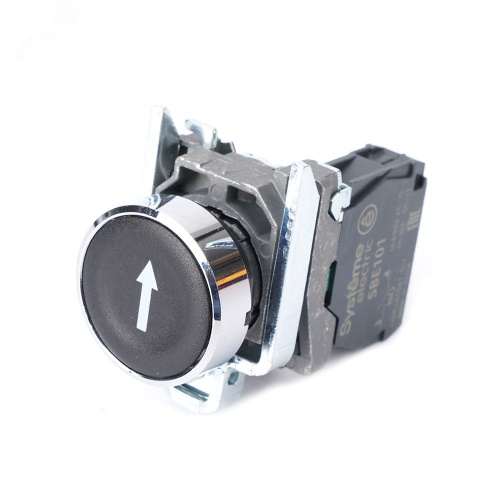 Кнопка SB4 в сборе модульная 22мм черная металл 1НО с марк стрелка вниз | код SB4BA3351 | Systeme Electric