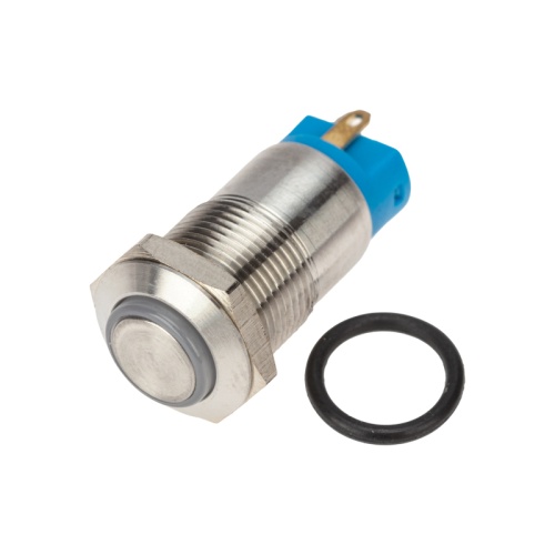 Кнопка антивандальная 12 12В Б/Фикс (4с) OFF-(ON) синяя REXANT | код 36-3211 | REXANT