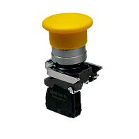 Кнопка грибовидная желтая, 40 мм, пружиный возврат, 1NO, IP65, металл MTB4-BC51 | код 137137 | MEYERTEC