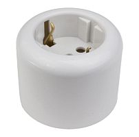 Розетка с заземл. керамика бел. | код R1-101-01 | Bironi