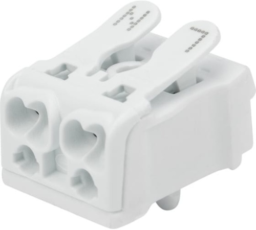 923-2PEC Клемма пружинная с кнопкой и заземл.пластиной (медь) КСП 2-полюсная, сеч.2.5мм2, бел., шт | код 923-2PEC | SILAT