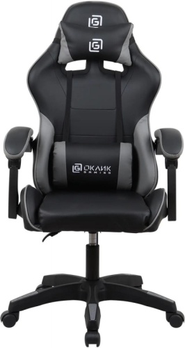 Кресло игровое Оклик Drifter черный/серый ПВХ/полиуретан с подголов. крестов. пластик | код 2014170 | Oklick