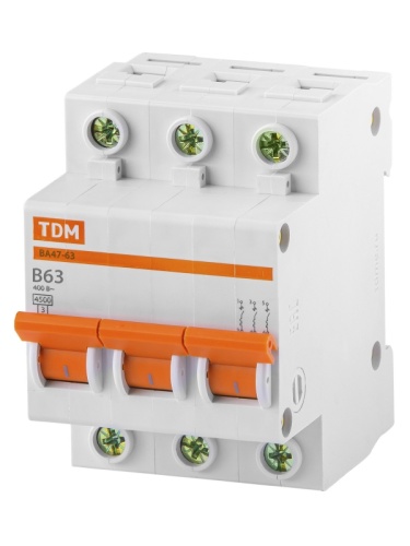 Авт. выкл.ВА47-63 3Р 63А 4,5кА х-ка B TDM | код SQ0218-0061 | TDM