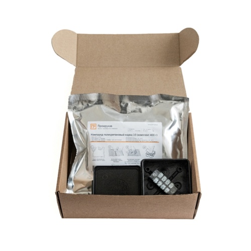 Коробка распределительная двухкомпонентная (HF) в комплекте с компаундом и с 4-кл. зажимами, сечение до 1,5 мм?, 80х80х40 черная Промрукав | код PR80.0175 | ПРОМРУКАВ