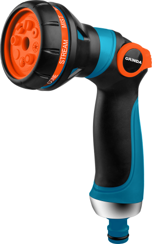 Поливочный пистолет PROLine S-8 8 режимов, двухкомпонентный с регулятором напора | код 429100 | GRINDA Поливочный пистолет PROLine S-8 8 режимов, двухкомпонентный с регулятором напора | код 429100 | GRINDA