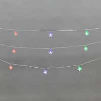 Гирлянда светодиодная Снежинки большие 5м, 20LED, IP20, прозрачный провод, свечение мульти (RG/RB), мигание, 230В NEON-NIGHT | код 304-024 | NEON-NIGHT